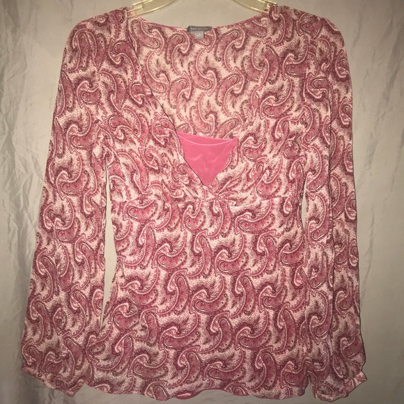 Ann Taylor Tops - Ann Taylor paisley sheer top attached silk tank
